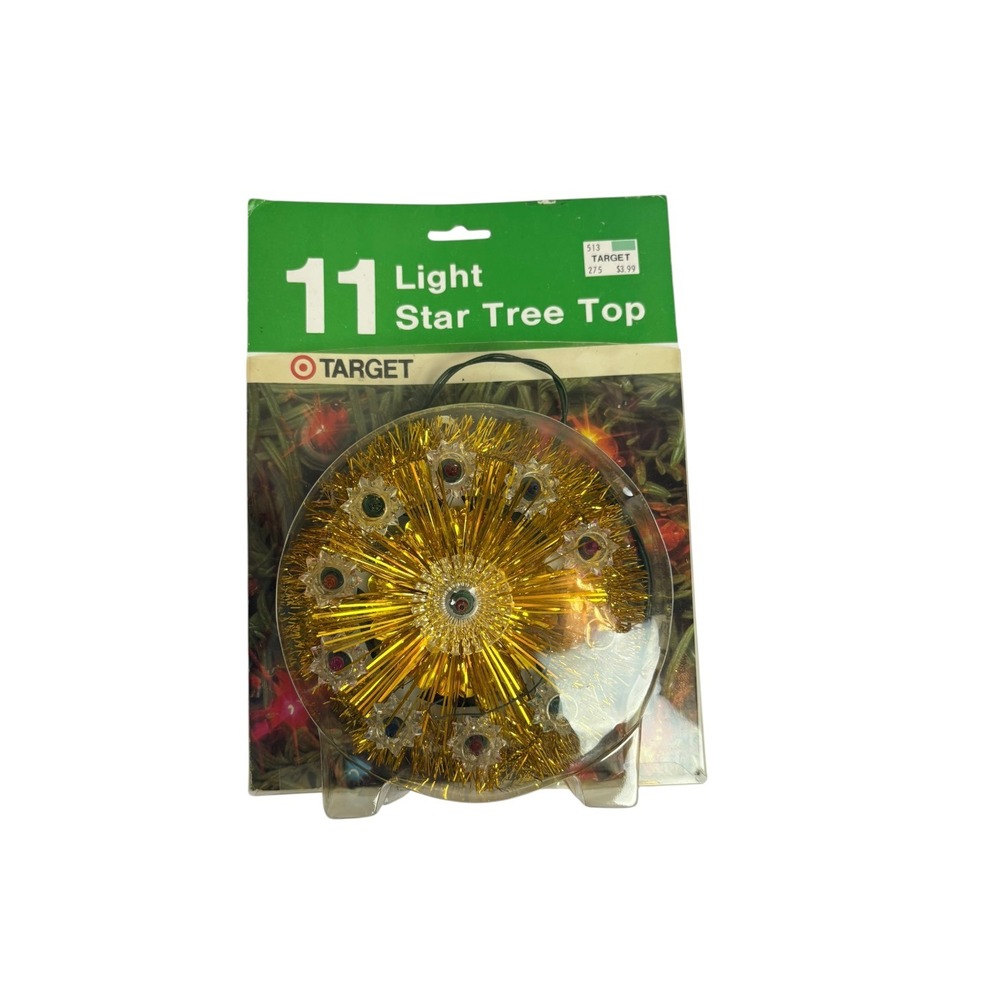 Vintage Target 11 Light Star Tree Top Gold Tinsel Christmas Decor Multi Color